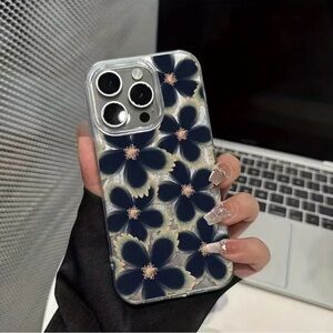iPhone 16 Pro / 16 Plus Phone Case Floral Navy Flowers Soft Shell Case